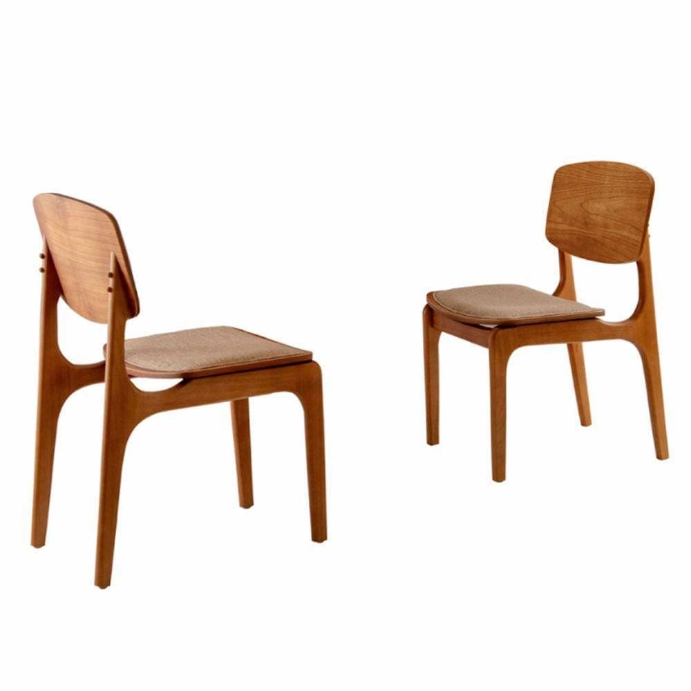 Conjunto Com 2 Cadeiras Malta Gold Moderna Mobília Linho Palha Cinamomo Imbuia