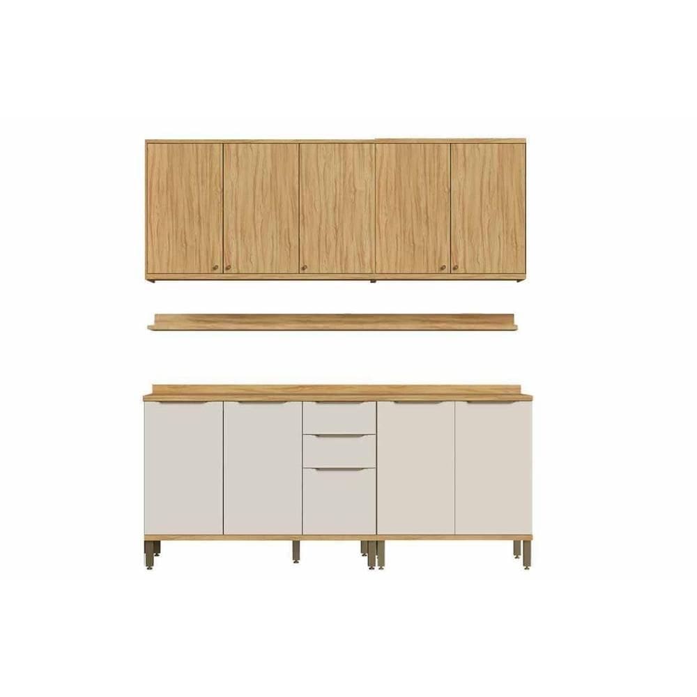 Kit Cozinha Modulada 6 Peças Sauvignon (2Aéreos+2Balcões+2Complementos) C6P123 Amendoa/Off White - Ronipa