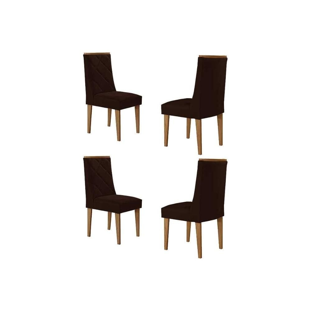 Kit 4 Cadeiras Sala Jantar Pietá 4 Un Naturalle/Suede Marrom - Rufato