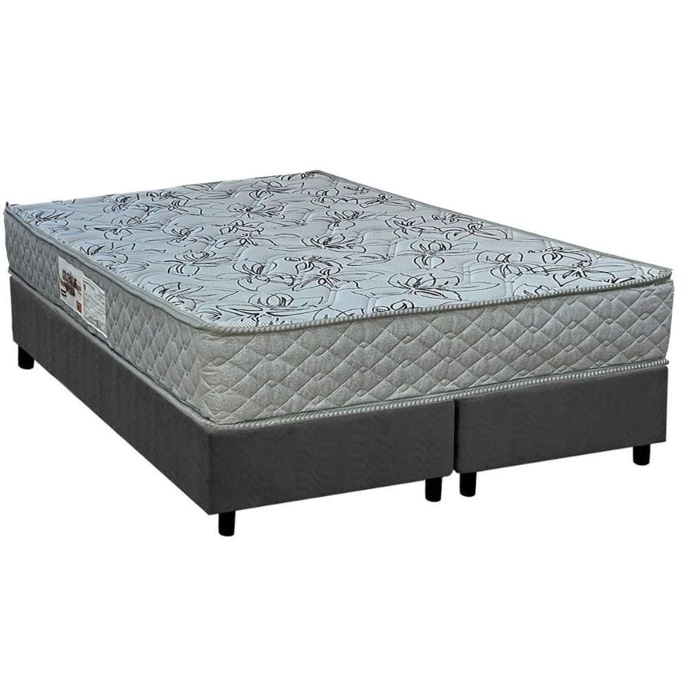 Cama Box Queen: Colchão Espuma D33 Paropas AG65 Double Fanton Gray + Base CRC Suede Gray (158x198)