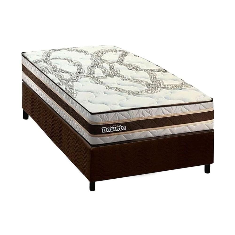 Cama Box Solteiro: Colchão Espuma D45 Paropas Resiste Hotel + Base CRC Suede Brown (88x188)