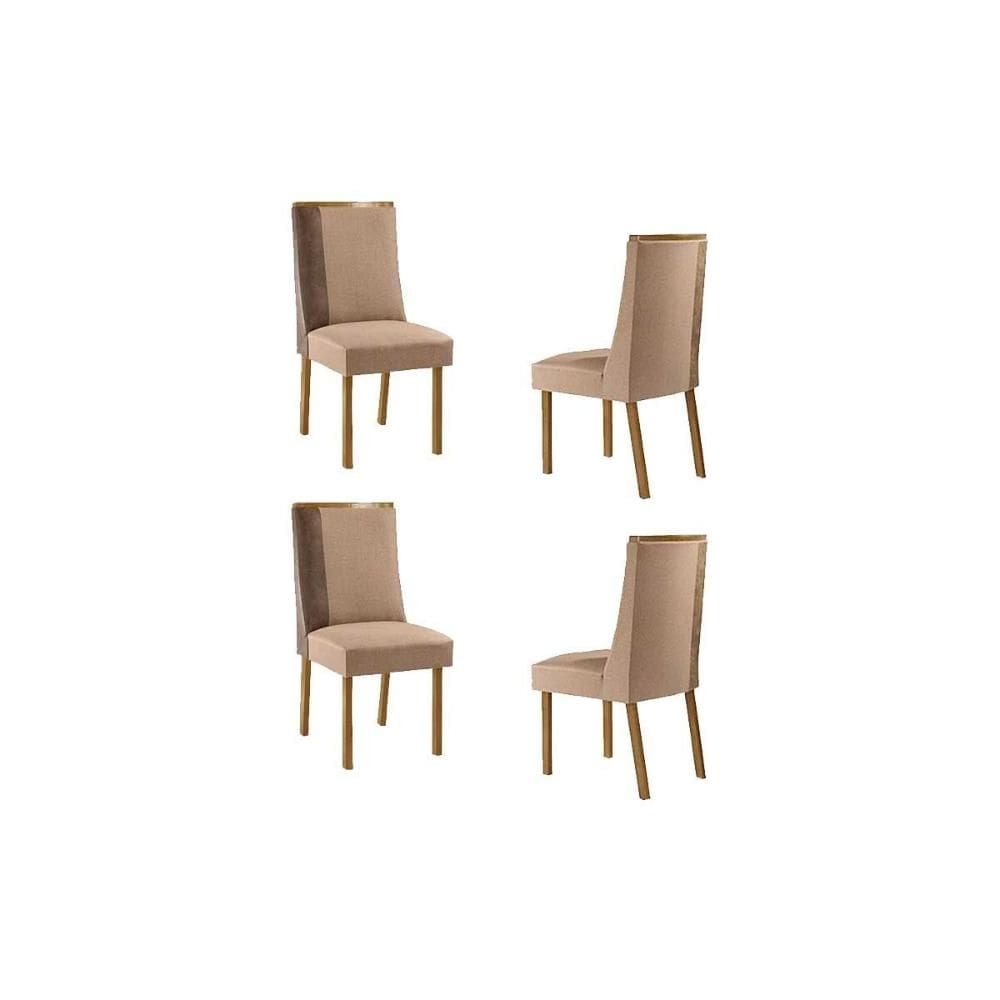 Kit 4 Cadeiras Sala Jantar Tilia 4 Un Naturalle/Linho Capuccino/Corano Capuccino - Rufato