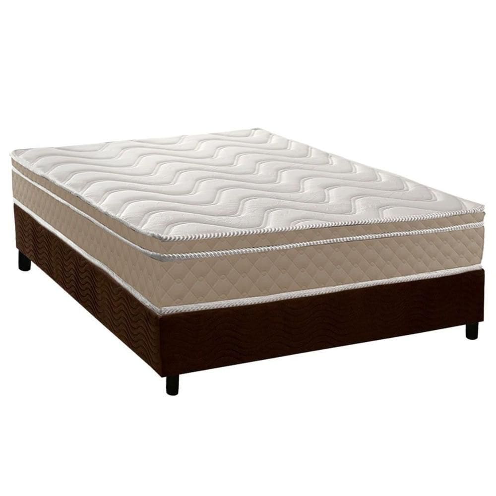 Cama Box Casal: Colchão Espuma D33 Paropas Conforto Ultra Firme + Base CRC Suede Brown (138x188)
