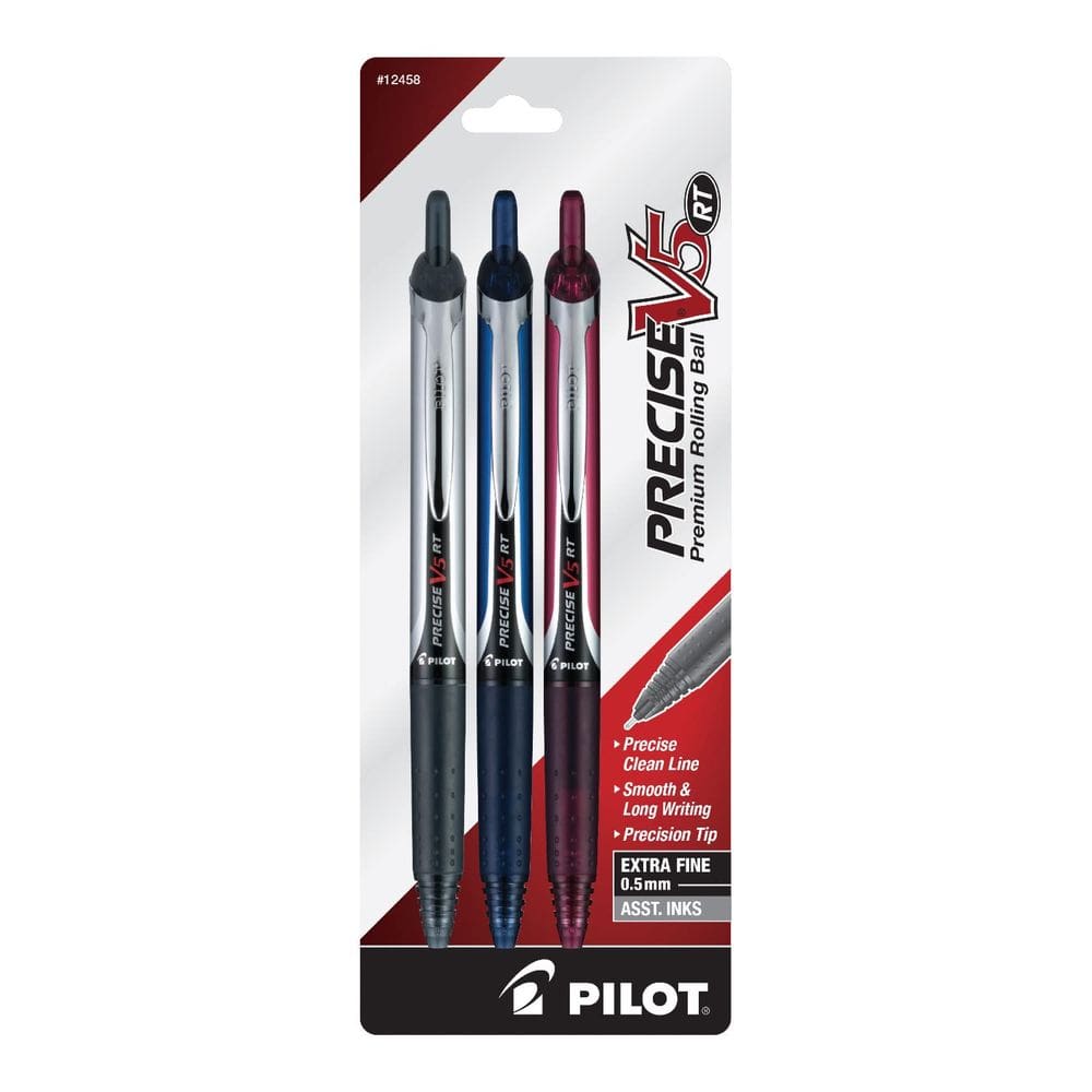Canetas Rollerball Pilot Precise V5 RT Premium de 0,5 mm, pacote com 3