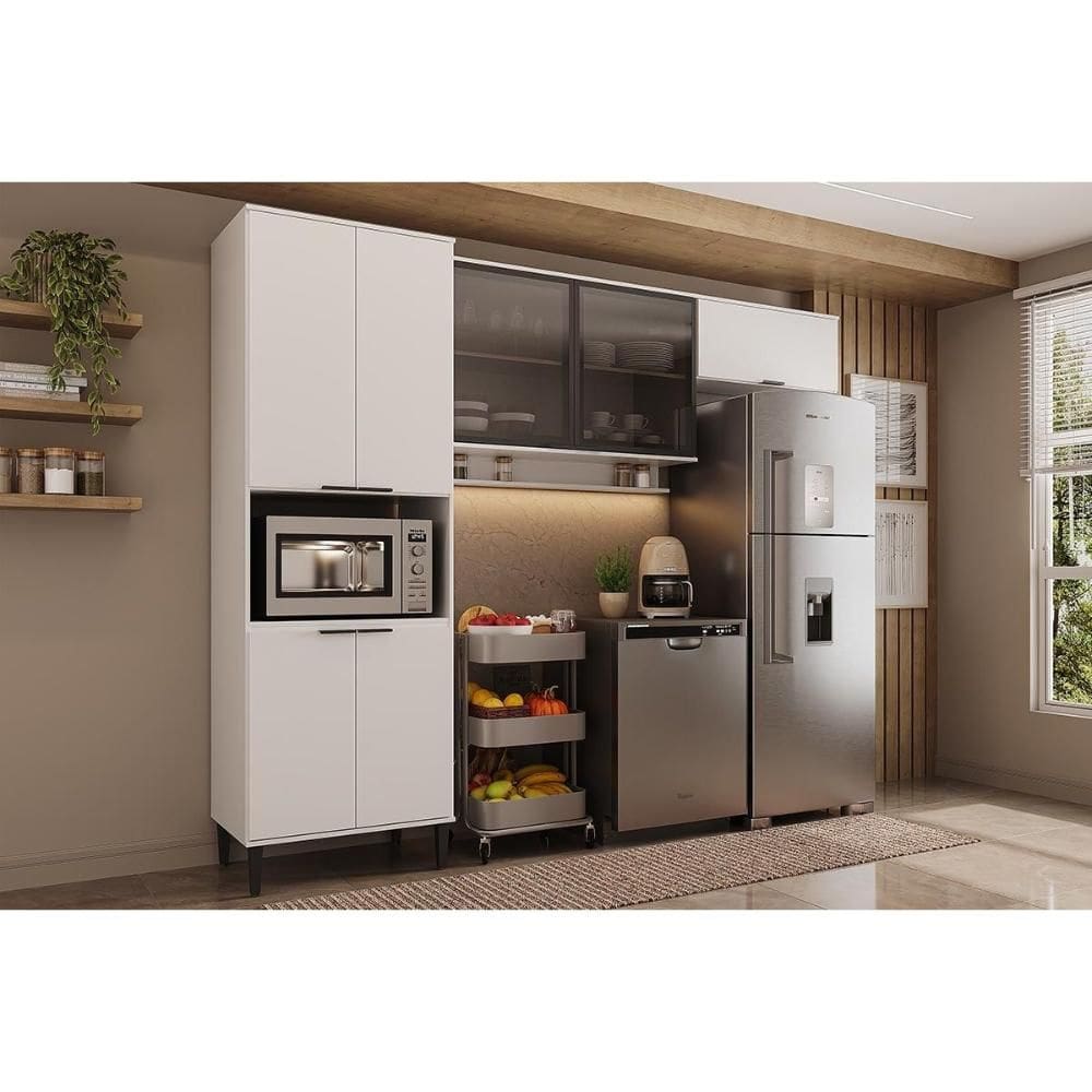 Kit de Cozinha Completa 3 Peças Alpha (2Aéreos+1Paneleiro) C3P35 Branco - Carraro