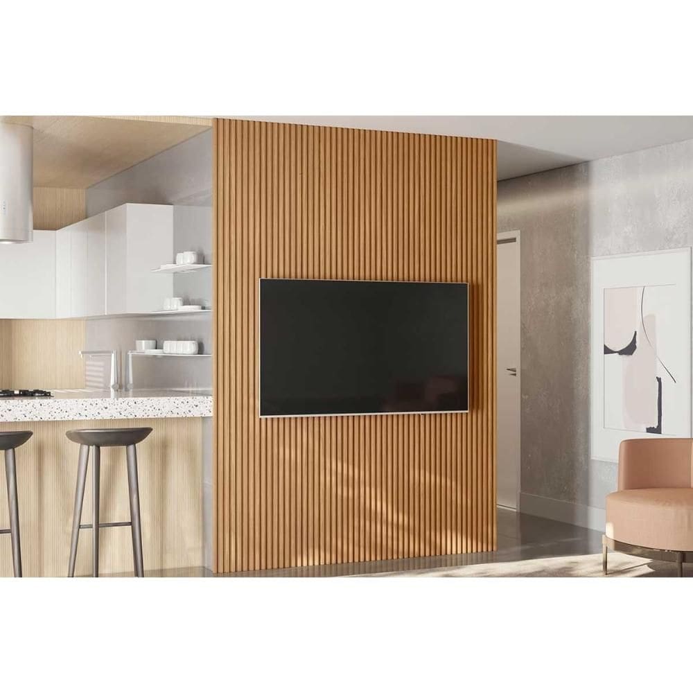 Painel p/ Banheiro até 75 Pol Modular 1.8 Ripado 180x250cm Nature Fosco - Linea Brasil
