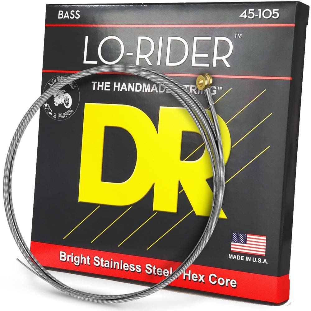 Cordas de baixo DR Strings Lo-Rider em aço inoxidável 45-105
