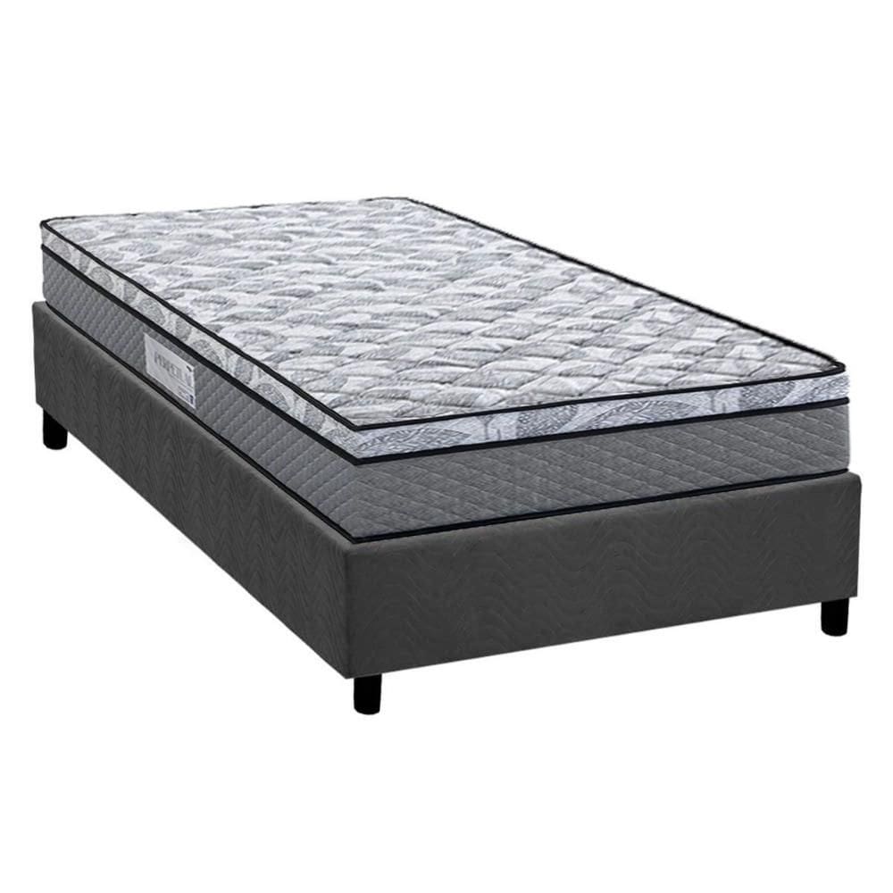 Cama Box Solteiro: Colchão Ortopédico Herval D60 / AG65 Perpetual + Base CRC Suede Gray (88x188)