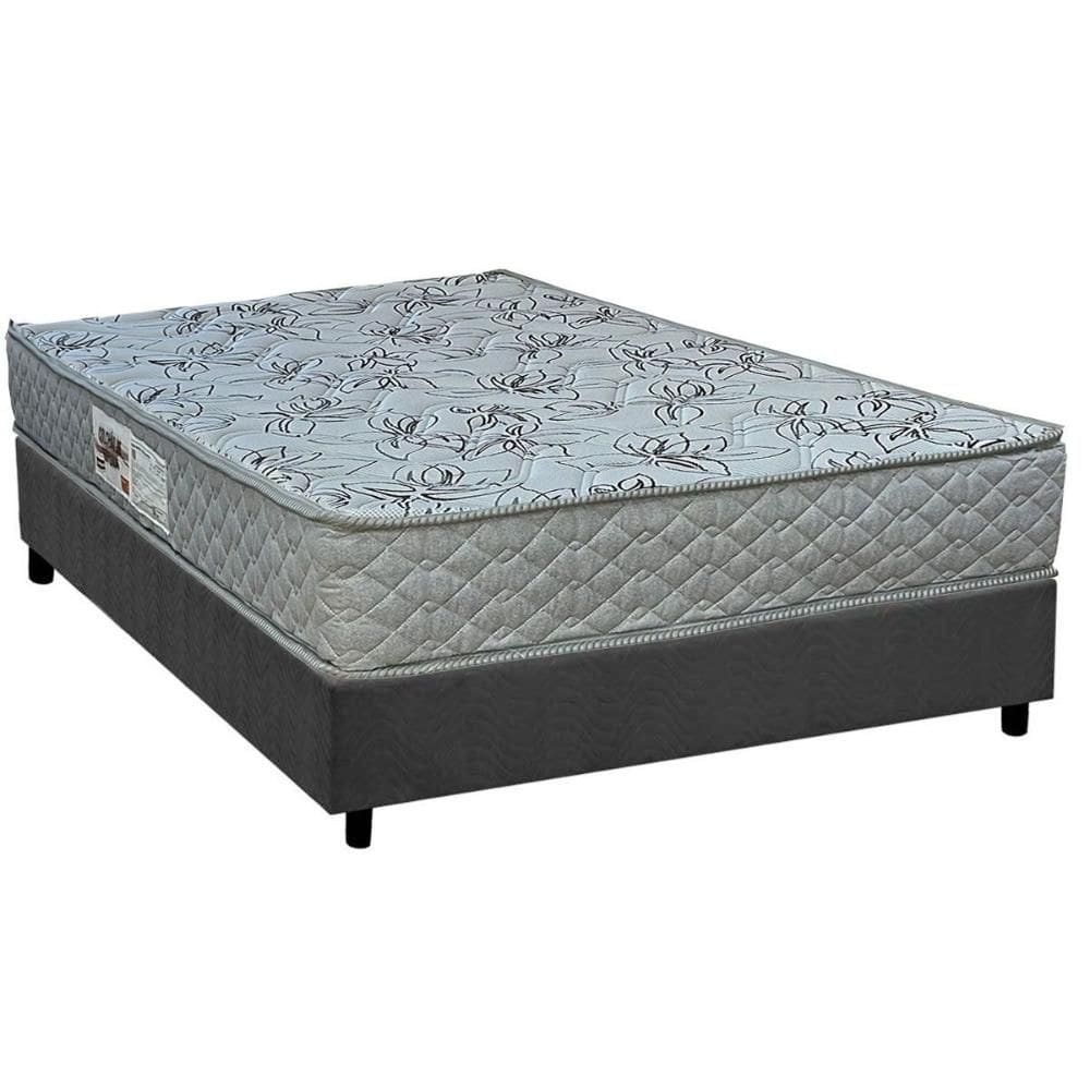Cama Box Casal: Colchão Espuma D33 Paropas AG65 Double Fanton Gray + Base CRC Suede Gray (138x188)