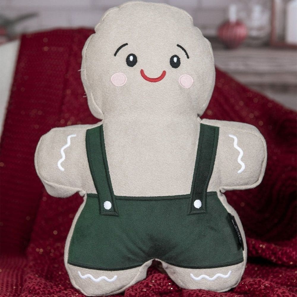 Almofada Natalina Gingerben Jr. com Bordado 26x33cm Natal Bege/Verde