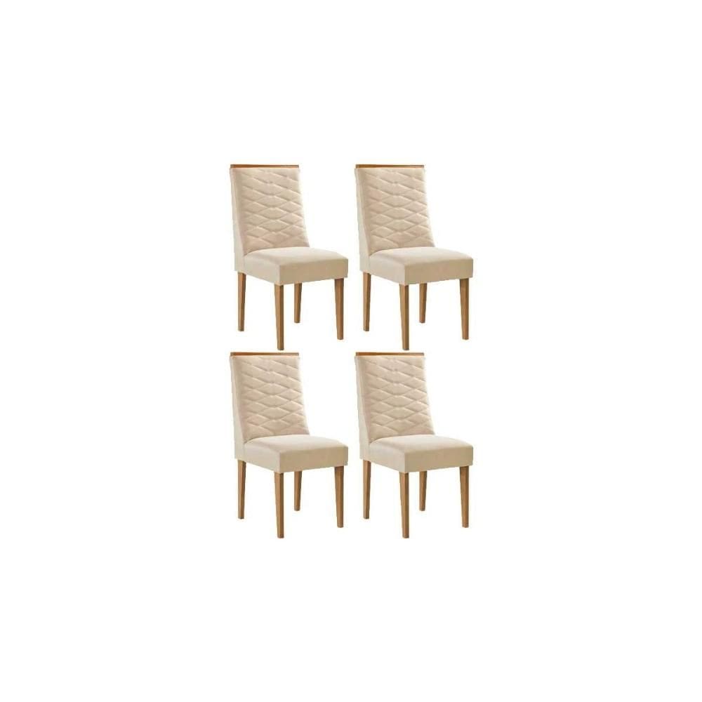 Kit 4 Cadeiras Sala Jantar Maldivas 4 Un Madeira Capuccino/Suede Creme - Rufato