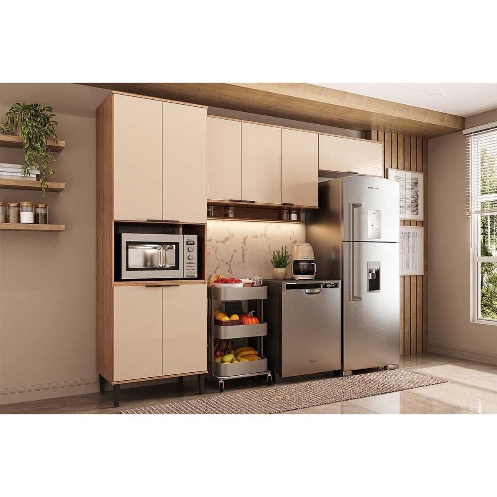 Cozinha Modulada Carraro Alpha Alpha 3 Peças (2Aéreos+1Paneleiro) C3P34 Freijo/Off White-Carraro