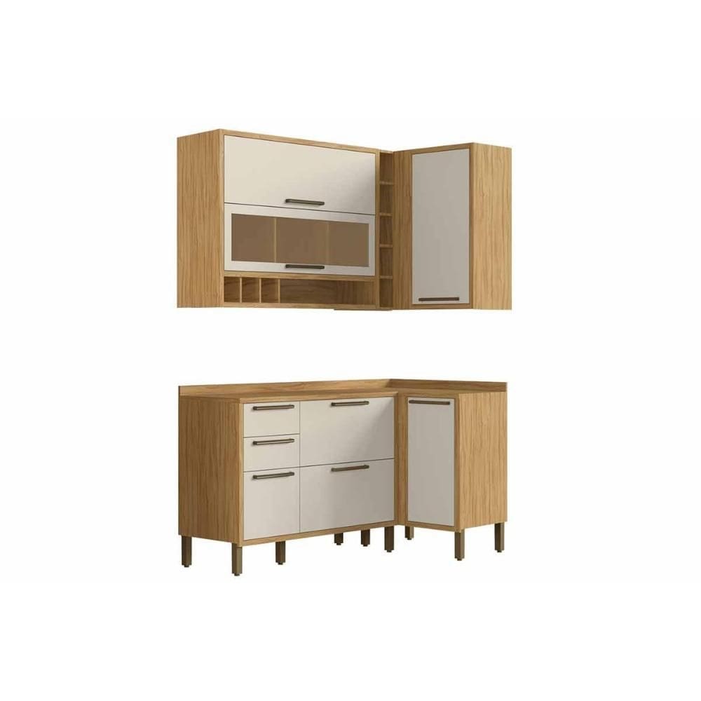 Kit Cozinha Modulada 4 Peças Syrah (2Aéreos+2Balcões) C4P243 Amendoa/Off White - Ronipa