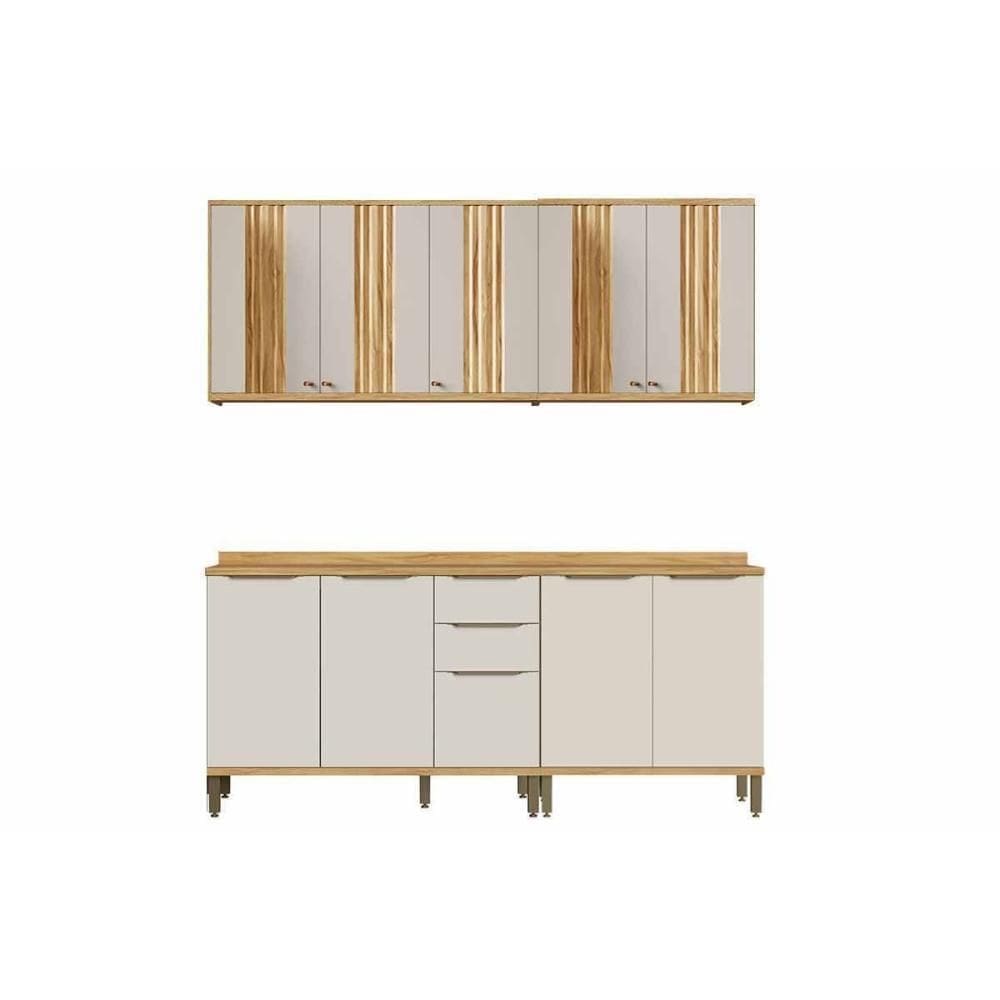 Kit Cozinha Modulada 4 Peças Sauvignon (2Aéreos+2Balcões) C4P246 Amendoa/Off White - Ronipa