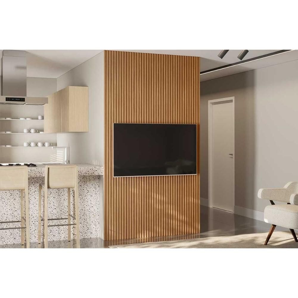 Painel de Cozinha até 60 Pol Modular 1.4 Ripado 141x250cm Nature Fosco - Linea Brasil
