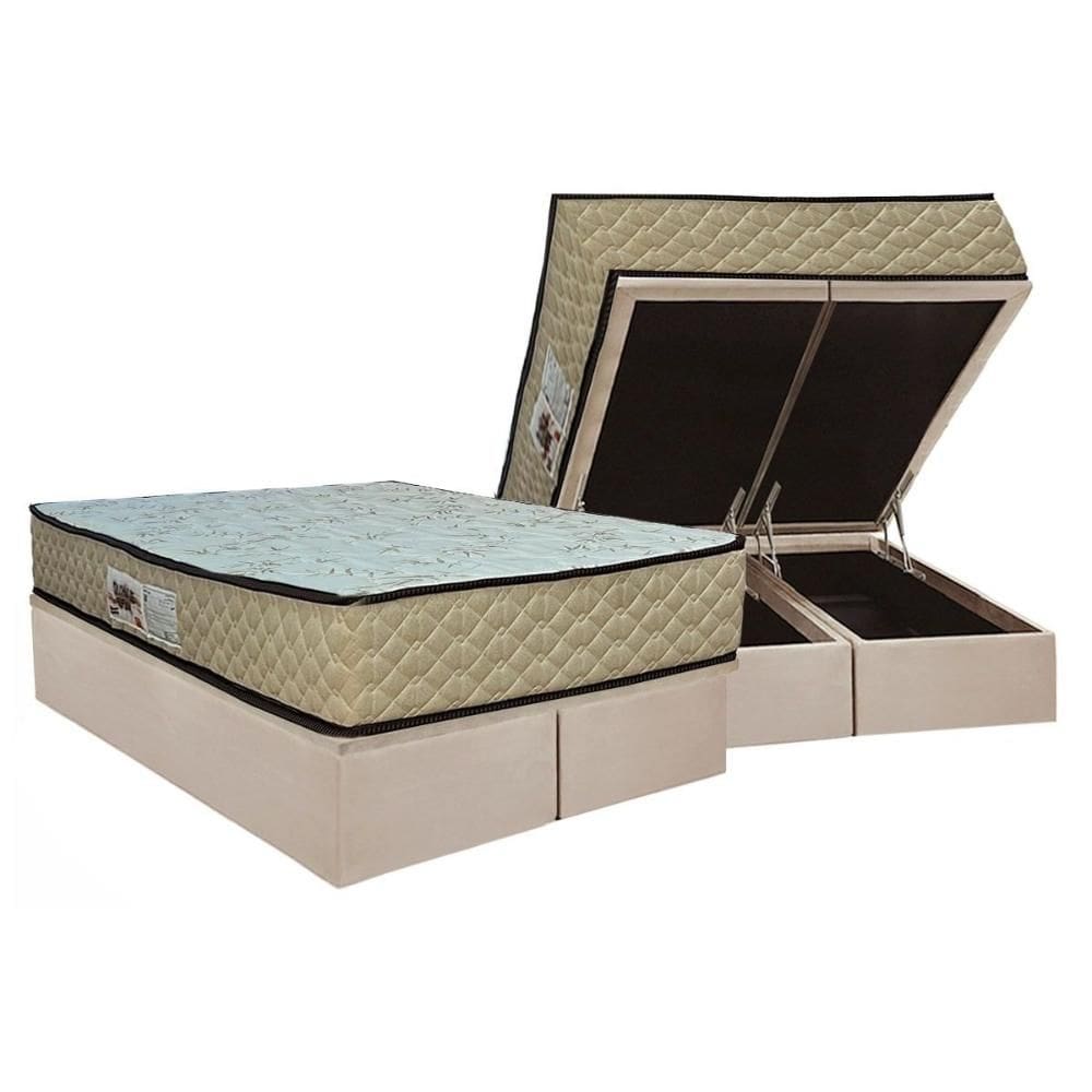 Cama Box Baú Queen: Colchão Ortopédico Paropas AG65 Sofistic Clean + Base CRC Suede Clean (158x198)