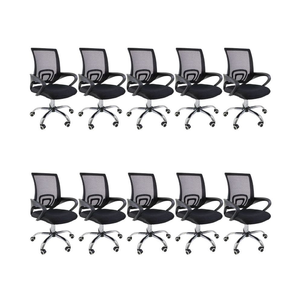 Kit 10 Cadeiras de Escritório Begonia Tela Mesh Ergonômica - Preto