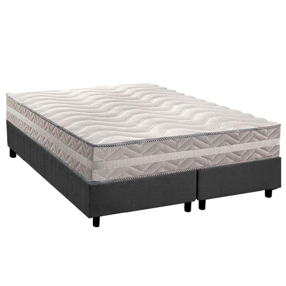Conjunto Box Queen: Colchão Espuma Paropas D28 / Master Prata Double Face 25 + Base CRC Suede Gray (158x198)