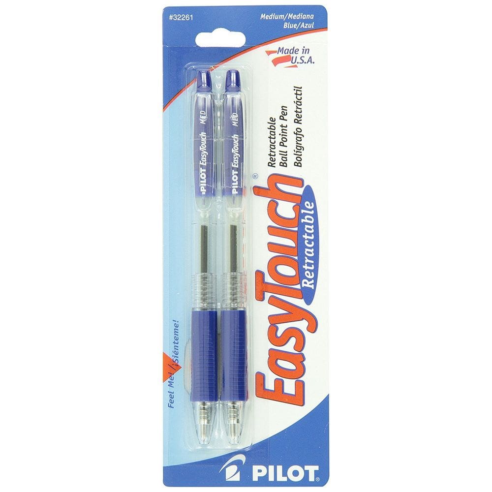 Canetas esferográficas PILOT EasyTouch, tinta azul retrátil, pacote com 2