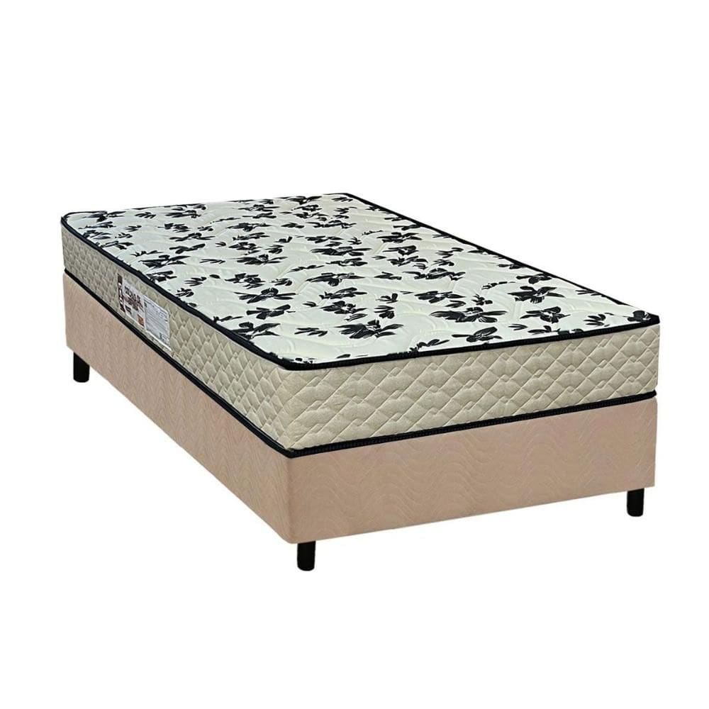 Cama Box Solteiro: Colchão Espuma D33 Paropas Pasquale Wave Clean + Base CRC Suede Clean (88x188)