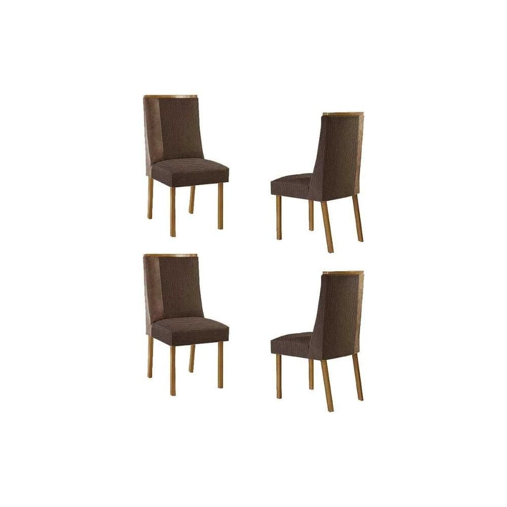 Kit 4 Cadeiras Sala Jantar Tilia 4 Un Madeira Capuccino/Suede Marrom/Corano Capuccino - Rufato