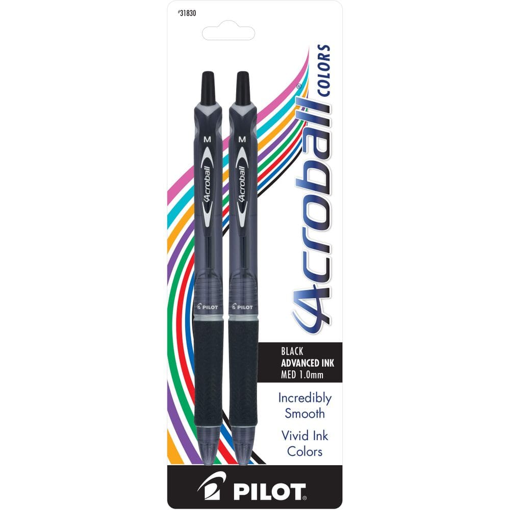 Canetas esferográficas PILOT Acroball Colors Black Ink, pacote com 2