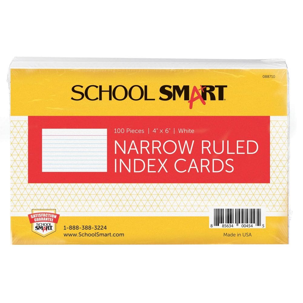 Index Card School Smart Ruled 4x6” 90 libras branco, pacote com 100