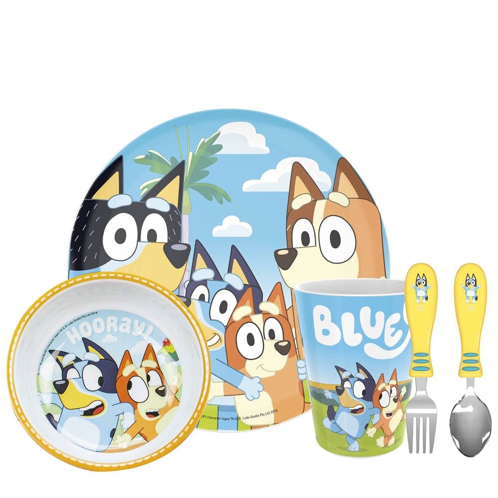 Conjunto de louças Zak! Bluey de 5 peças com taça Tumbler Plate 3+