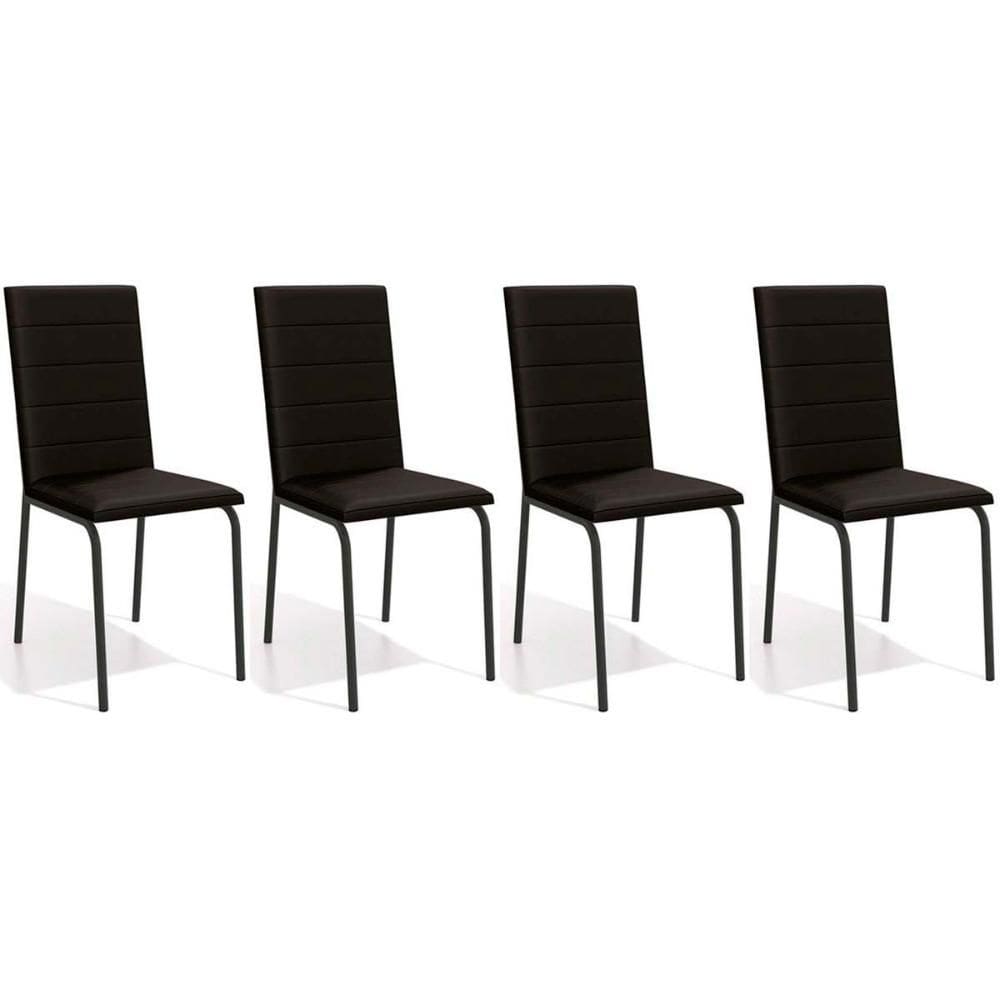 Kit 4 Cadeiras Sala Jantar Amsterdã C091PRF Aço 4 Un Preto Fosco/Corano Preto 110 - Kappesberg