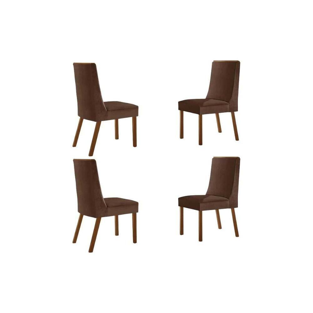 Kit 4 Cadeiras Sala Jantar Dakota 4 Un Madeira Capuccino/Suede Marrom - Rufato