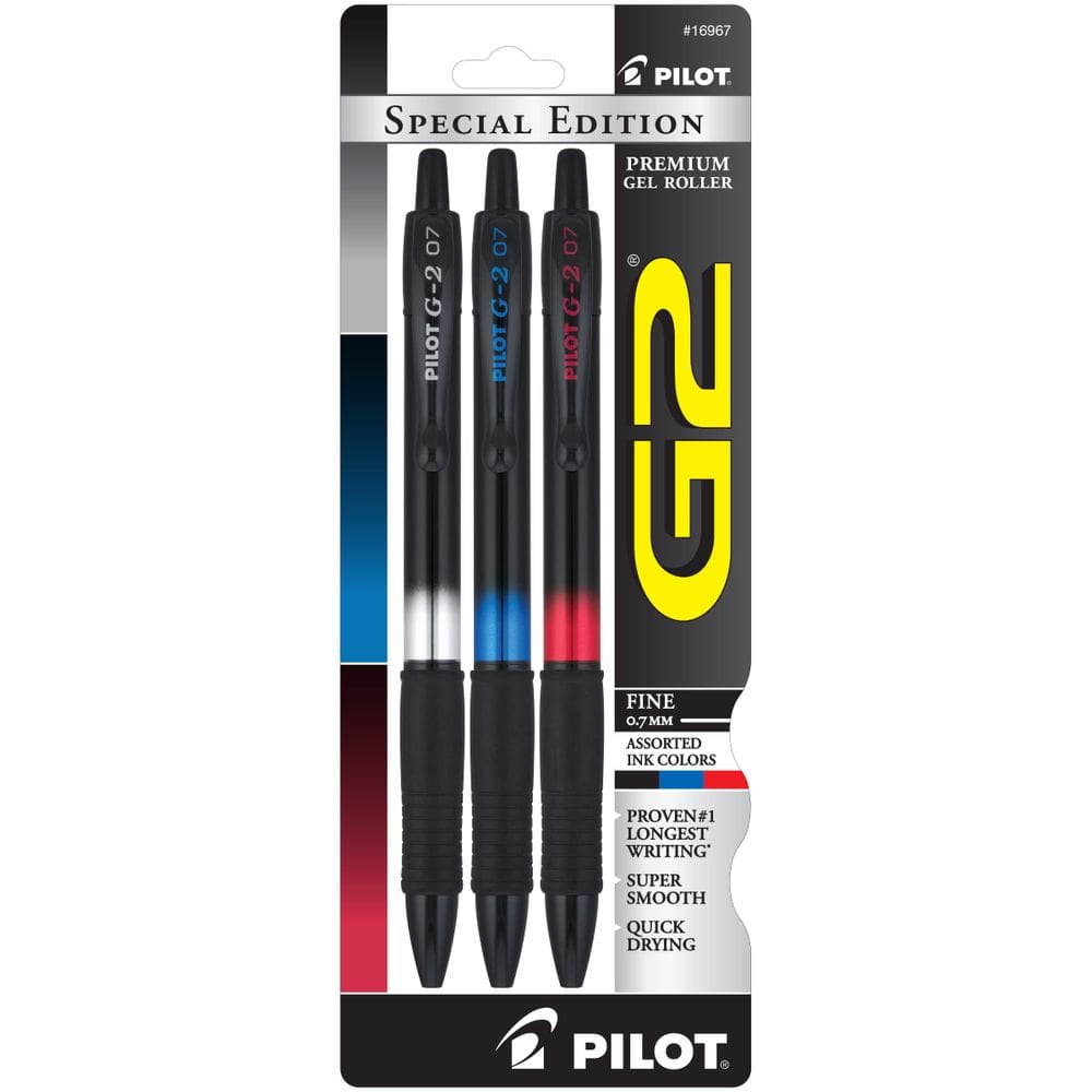Canetas de rolo de gel PILOT G2 Special Edition Fine Point 0,7 mm, pacote com 3