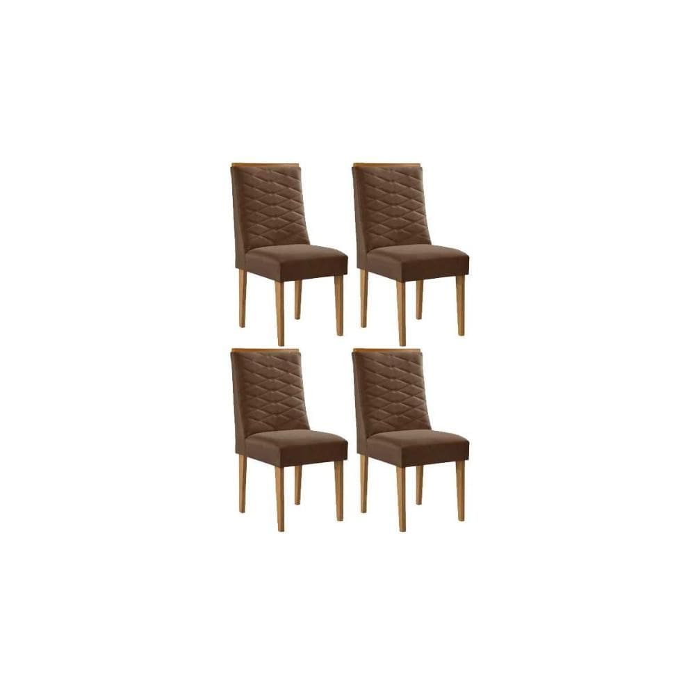 Kit 4 Cadeiras Sala Jantar Maldivas 4 Un Madeira Capuccino/Suede Marrom - Rufato