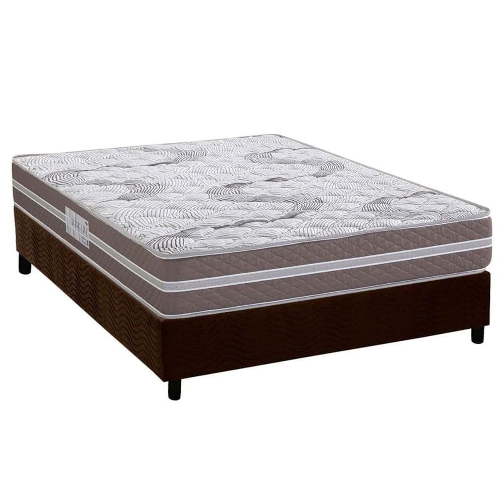 Cama Box Casal: Colchão Espuma D33 Herval Long Live + Base CRC Suede Brown (138x188)