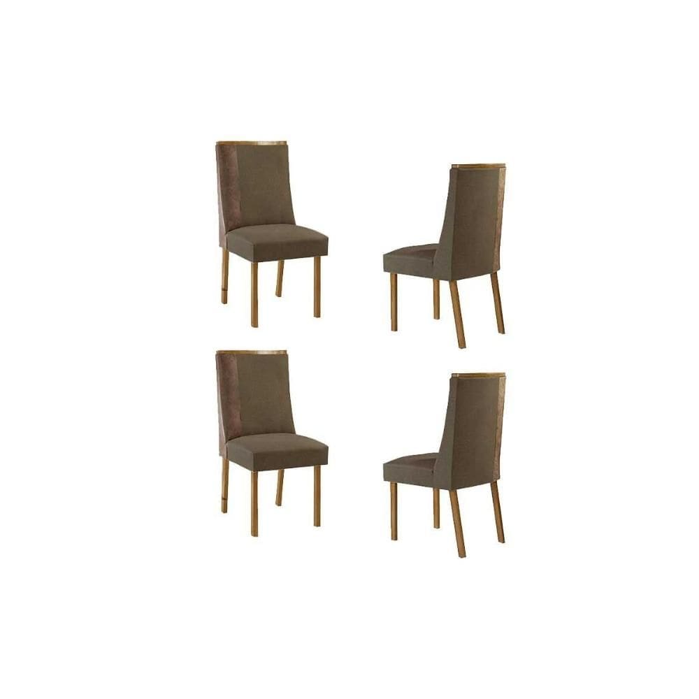 Kit 4 Cadeiras Sala Jantar Tilia 4 Un Naturalle/Suede Capuccino/Corano Capuccino - Rufato