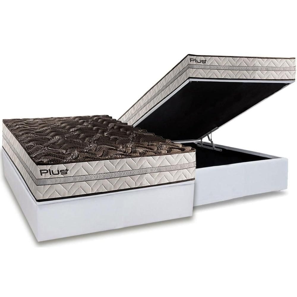 Cama Box Baú Casal: Colchão Espuma D33 Paropas Pasquale Plus + Base CRC Linhão White (138x188)