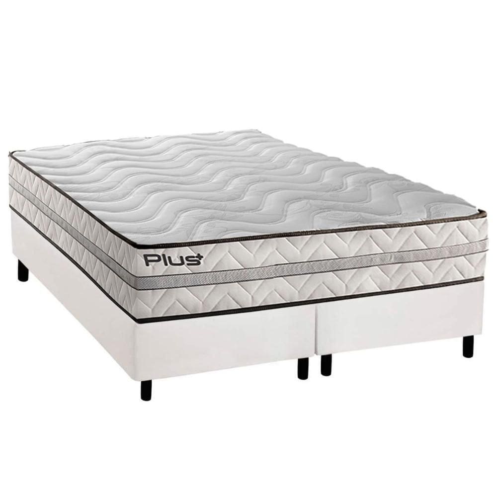 Cama Box King: Colchão Espuma D33 Paropas Pasquale Plus + Base CRC Corano White (193x203)