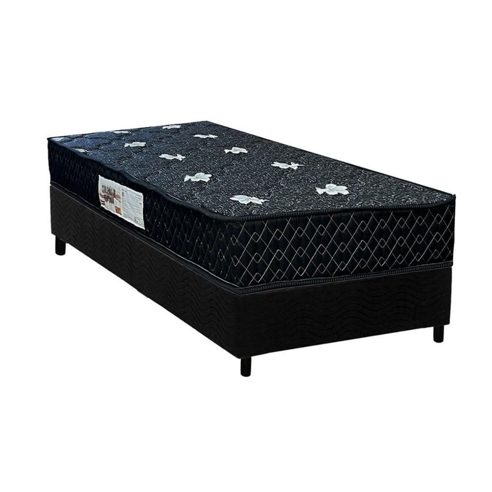 Conjunto Box Solteiro: Colchão Espuma Paropas AG65 Sofistic Gray + Base CRC Suede Black (88x188)
