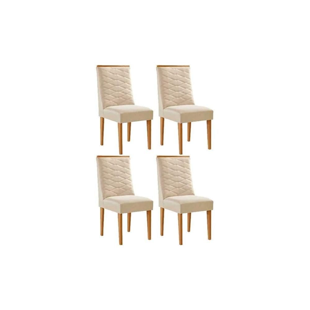 Kit 4 Cadeiras Sala Jantar Maldivas 4 Un Naturalle/Suede Creme - Rufato