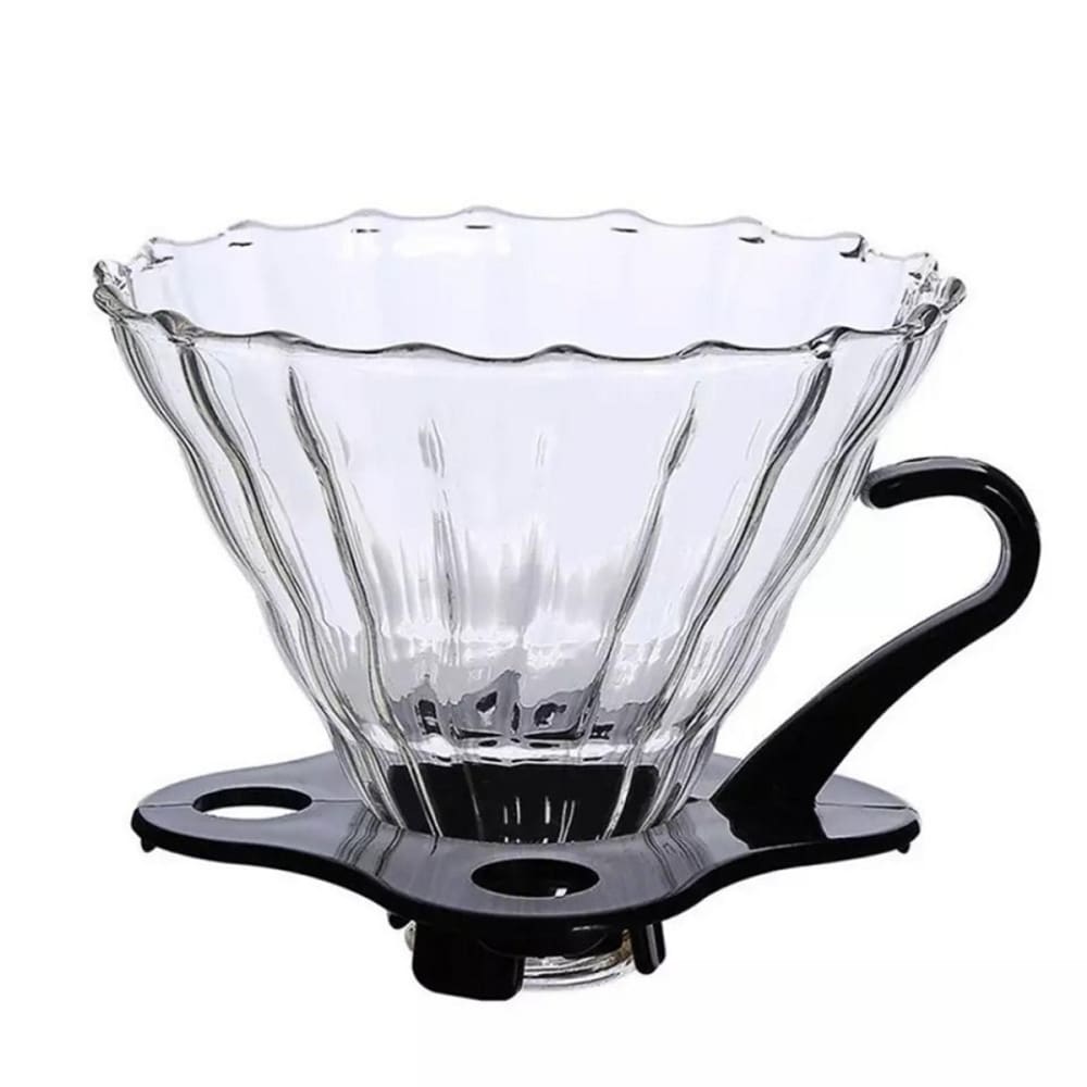Coador de Café em Vidro Transparente (1- 4 Doses) Porta Filtro Elegante