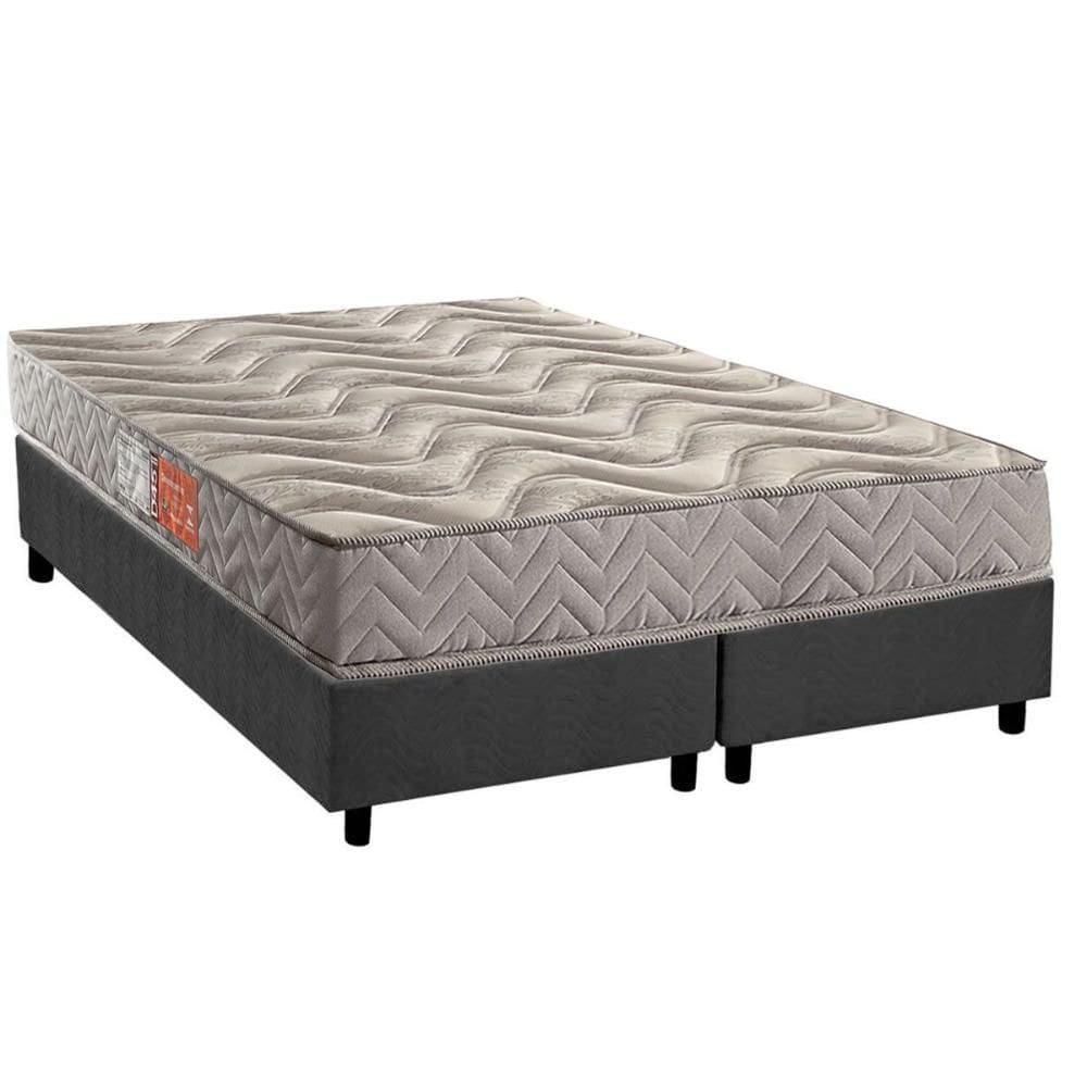 Cama Box Queen: Colchão Espuma D45 Paropas Pasquale Gray + Base CRC Suede Gray (158x198)