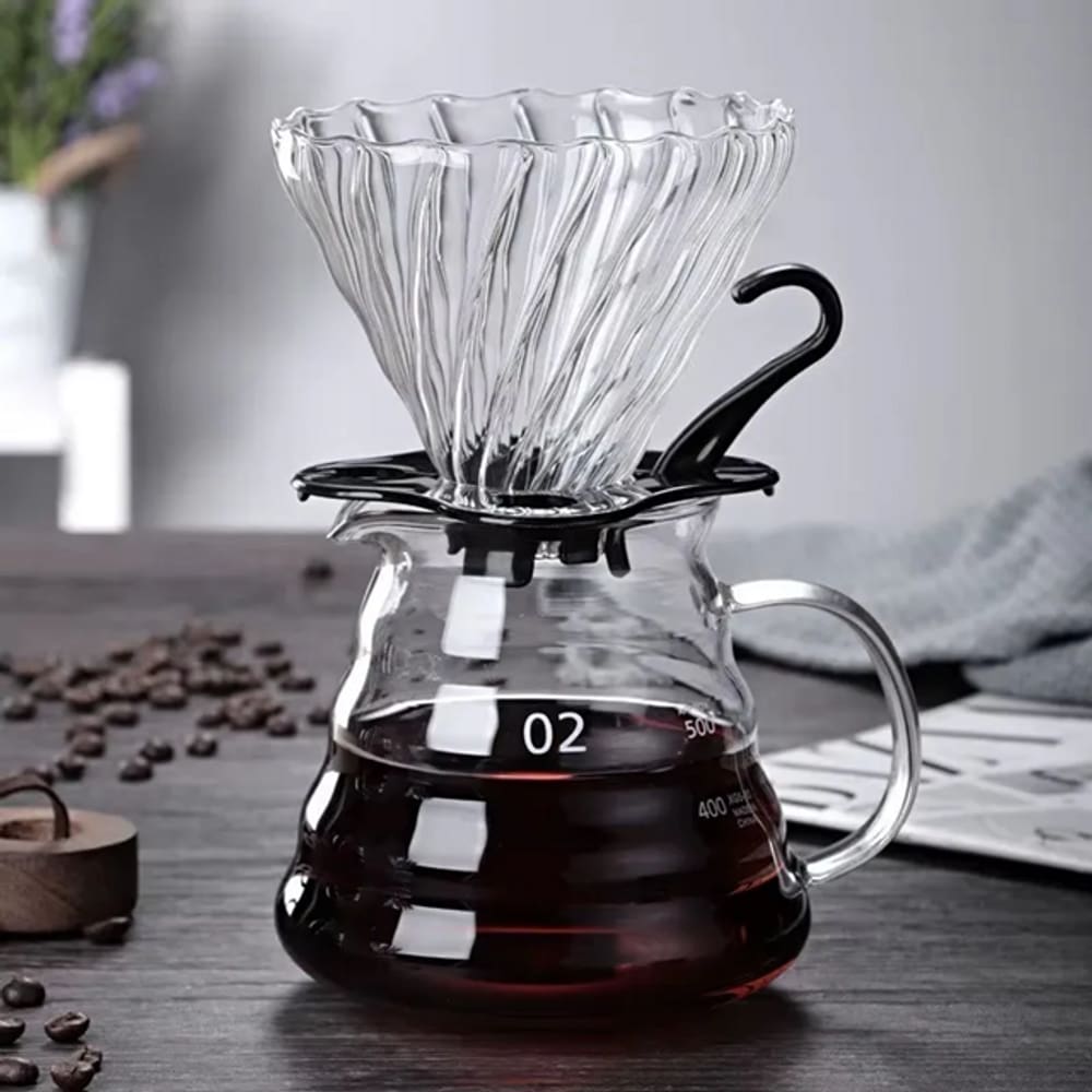 Kit Coador de Café e Jarra de Vidro Colmeia 600ml Café Gourmet