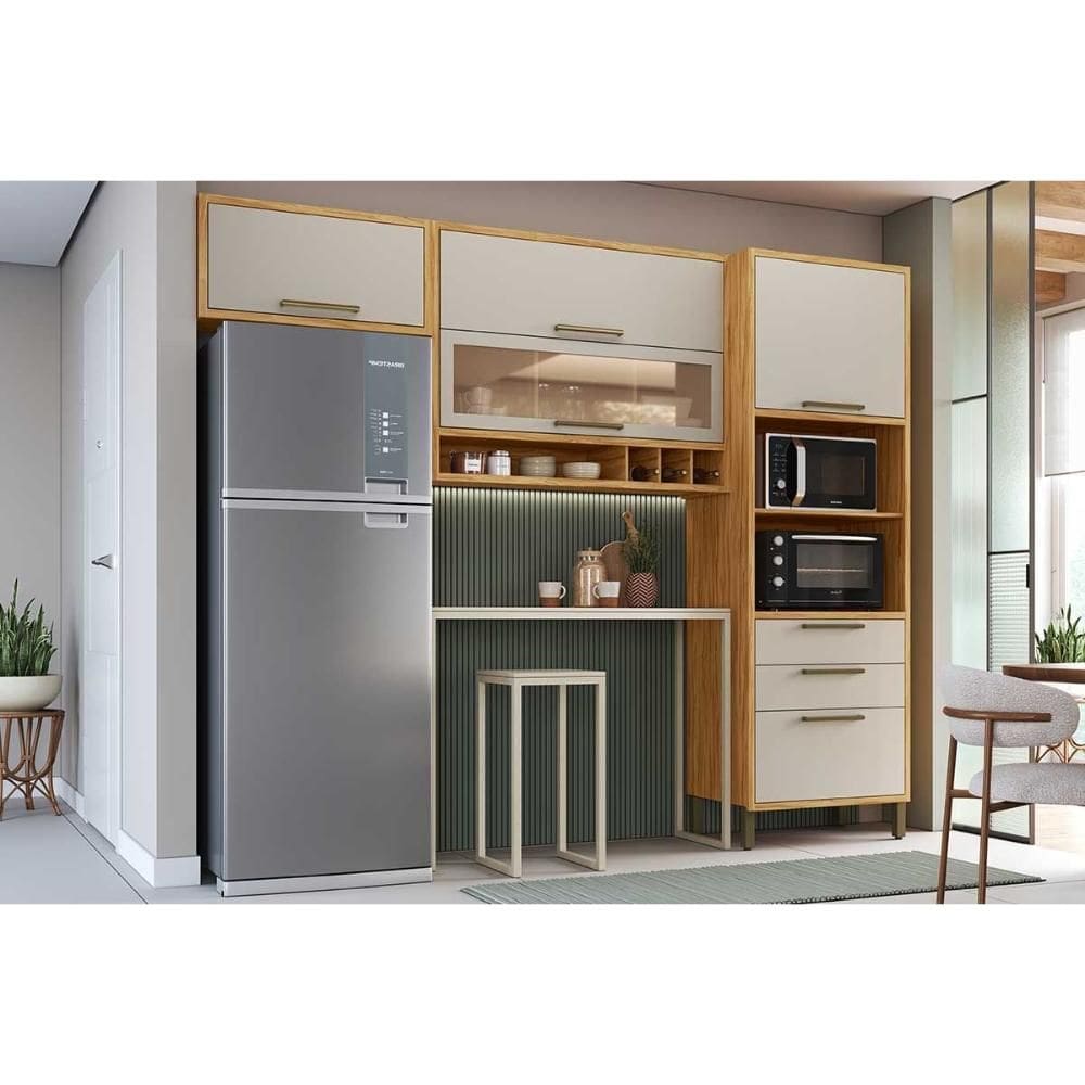 Kit Cozinha Modulada 3 Peças Syrah (2Aéreos1TorreQuente) C3P41 Amendoa/Off White - Ronipa