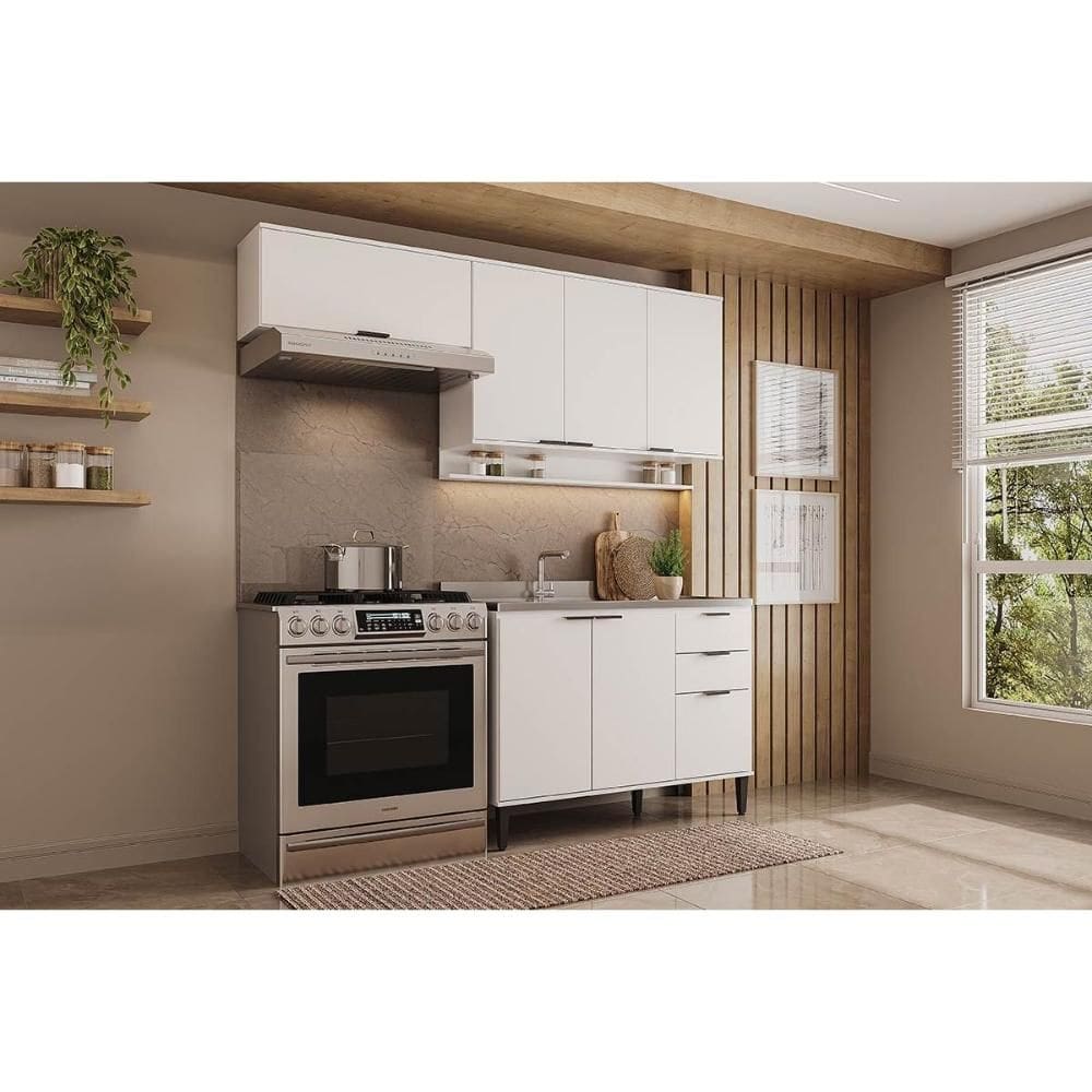 Kit Cozinha Modulada 3 Peças Alpha (2Aéreos+1Balcão) C3P30 Branco - Carraro
