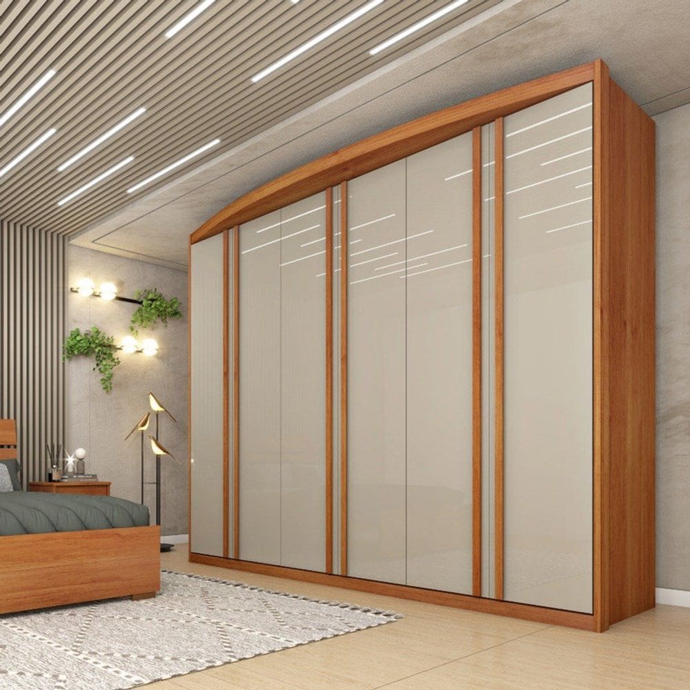 Guarda Roupa Casal 6 Portas 6 Gavetas - Madrid-Cinamomo/Off White - Tcil Móveis