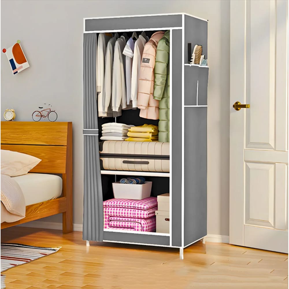 Guarda Roupa Dobrável Armário Organizador 1 porta CINZA