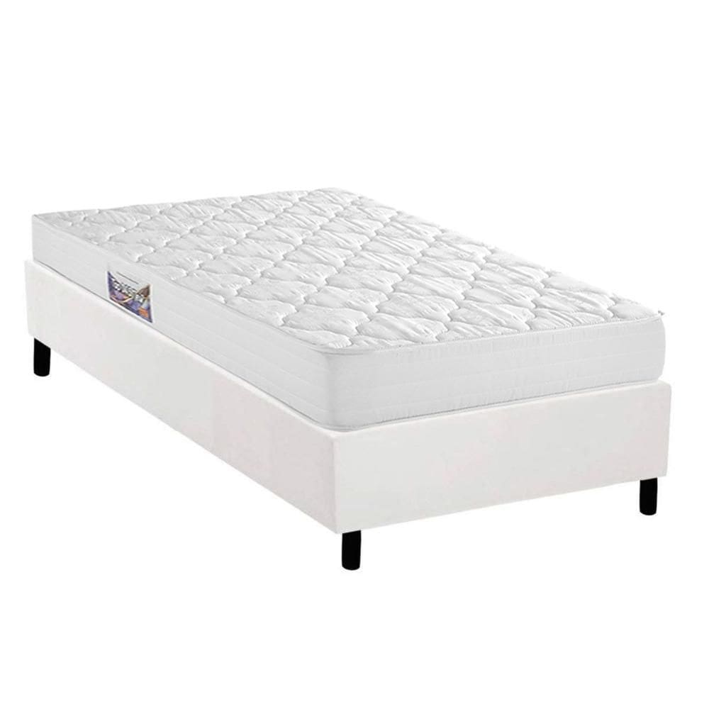Cama Box Solteiro: Colchão Espuma D45 Herval Top + Base CRC Corano White (88x188)