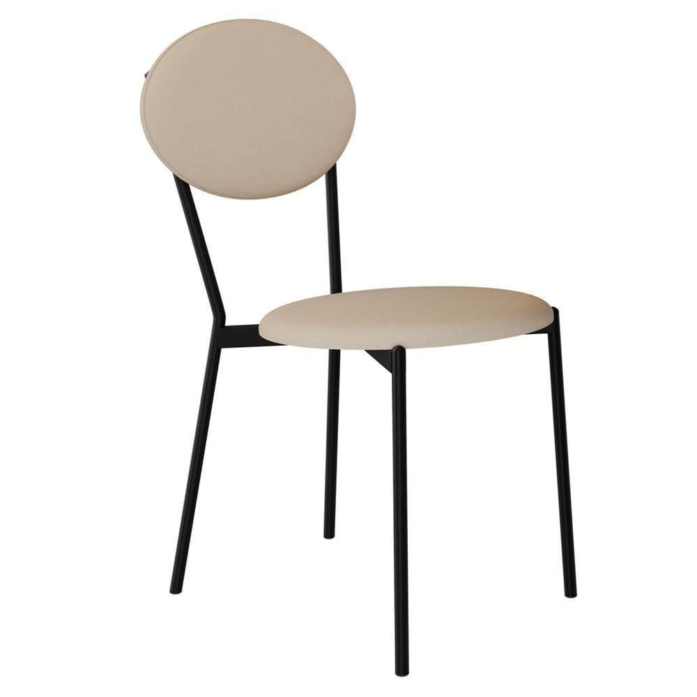 Cadeira Estofada Para Sala De Jantar Azuri Preto C01 Linho Areia - Lyam Decor