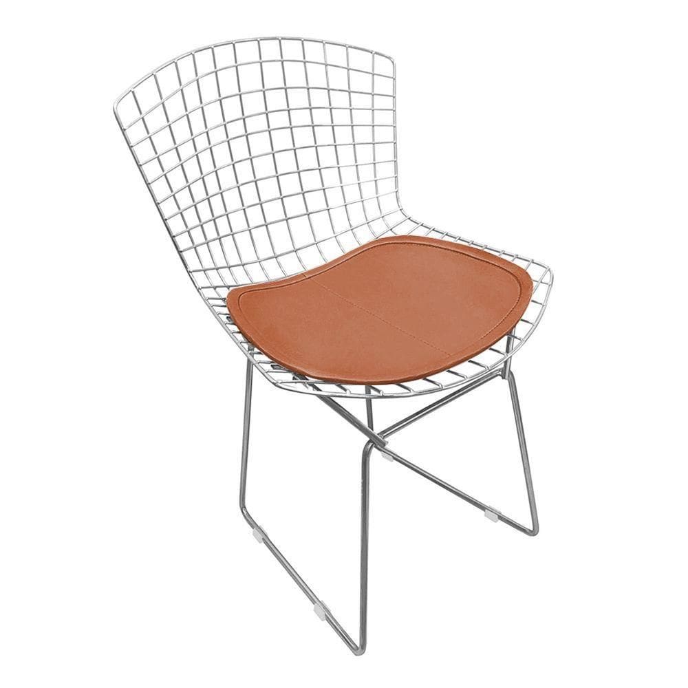 Cadeira Bertoia Cromada Com Assento Sintético Cobre
