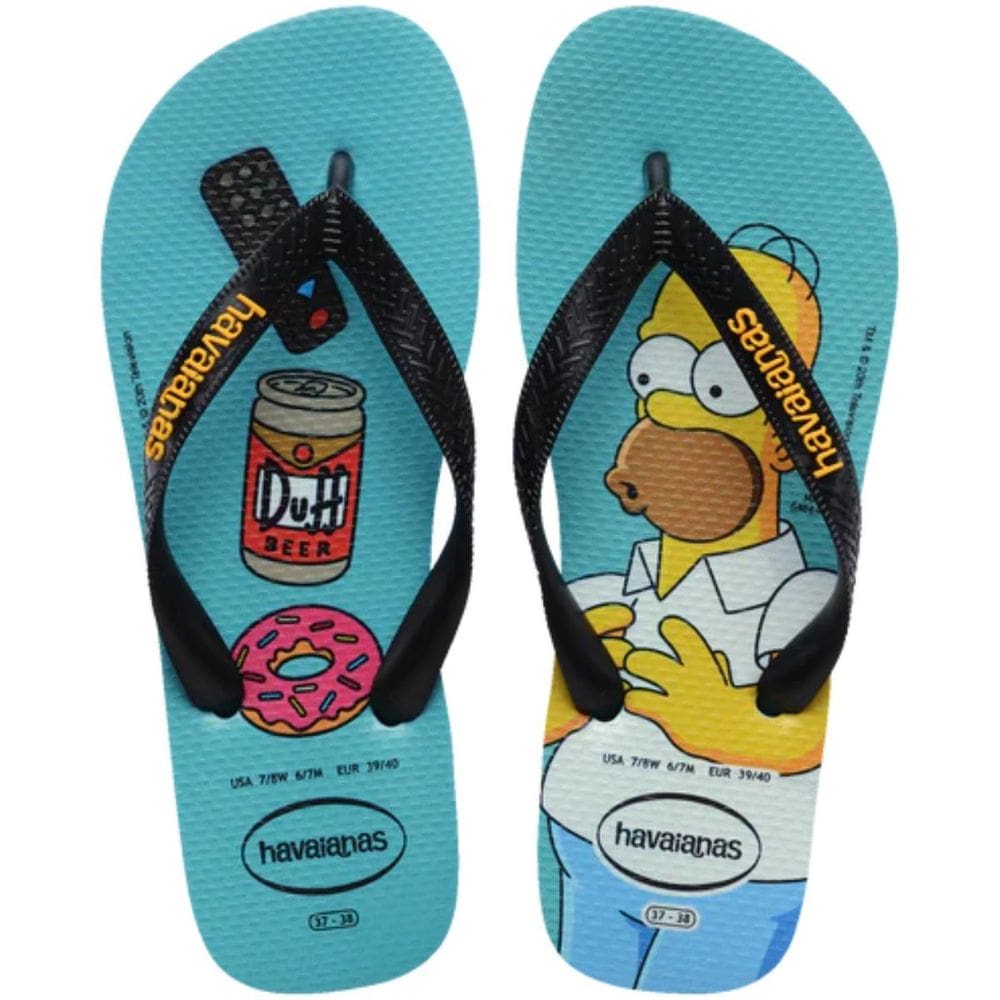 Chinelo Havaianas Simpsons Masculino - Azul e Amarelo