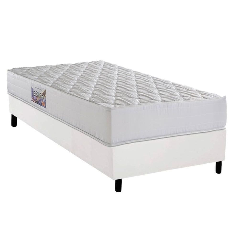 Cama Box Solteiro: Colchão Espuma D45 Herval New Top + Base CRC Corano White (88x188)
